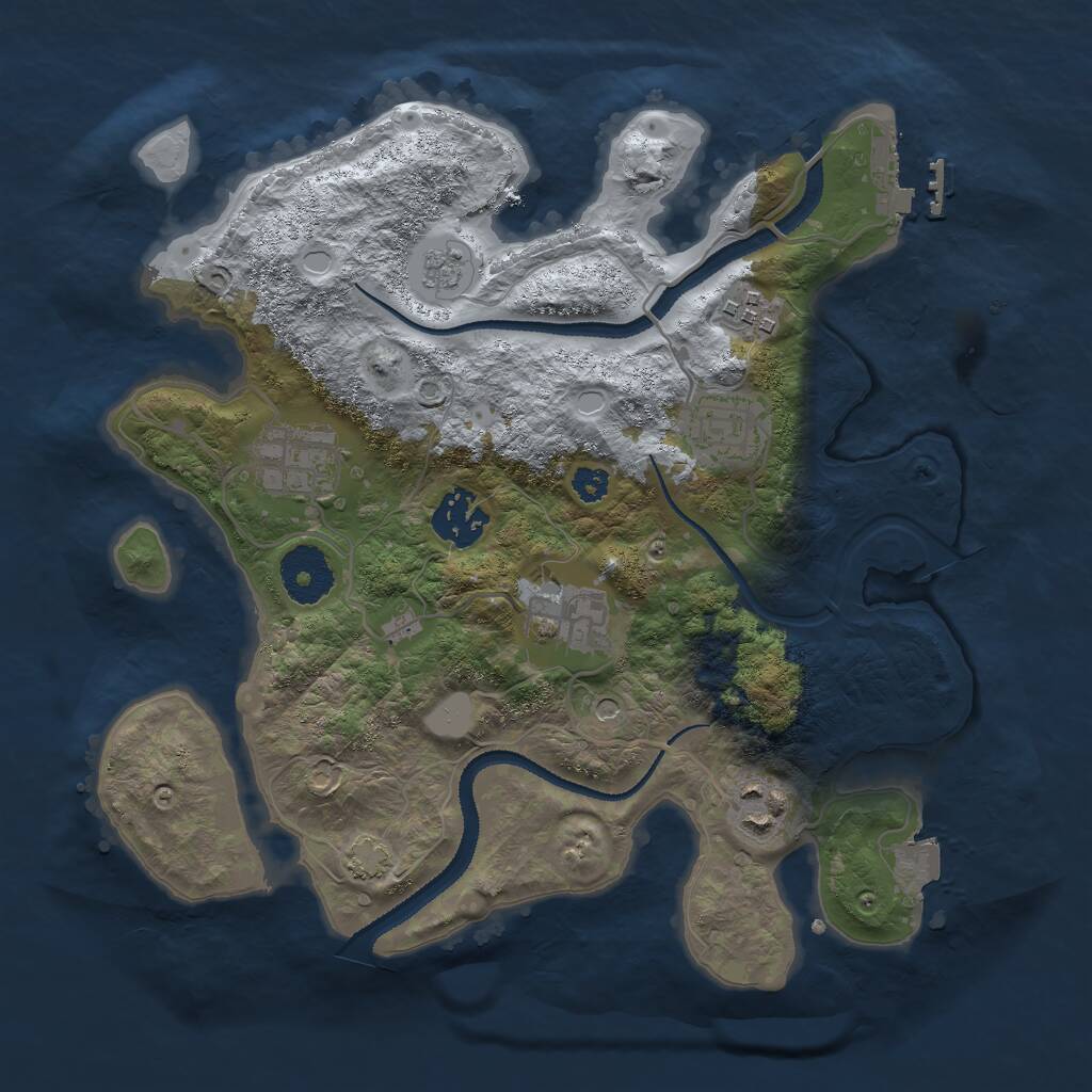 Rust Map: Procedural Map, Size: 3000, Seed: 1073254505, 11 Monuments
