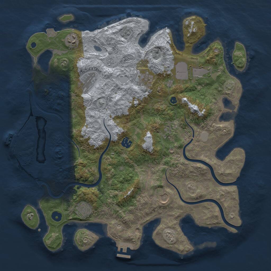 Rust Map: Procedural Map, Size: 3999, Seed: 123456789, 15 Monuments