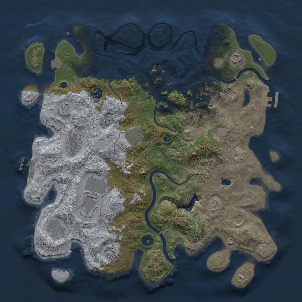 Rust Map: Procedural Map, Size: 4000, Seed: 870460559, 16 Monuments
