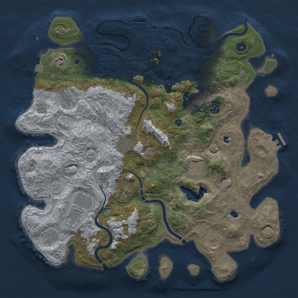 Rust Map: Procedural Map, Size: 4500, Seed: 73346836, 17 Monuments