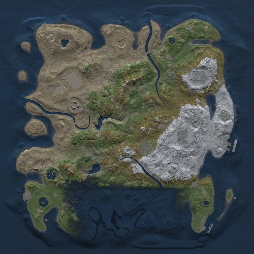 Rust Map: Procedural Map, Size: 4000, Seed: 70560607, 14 Monuments