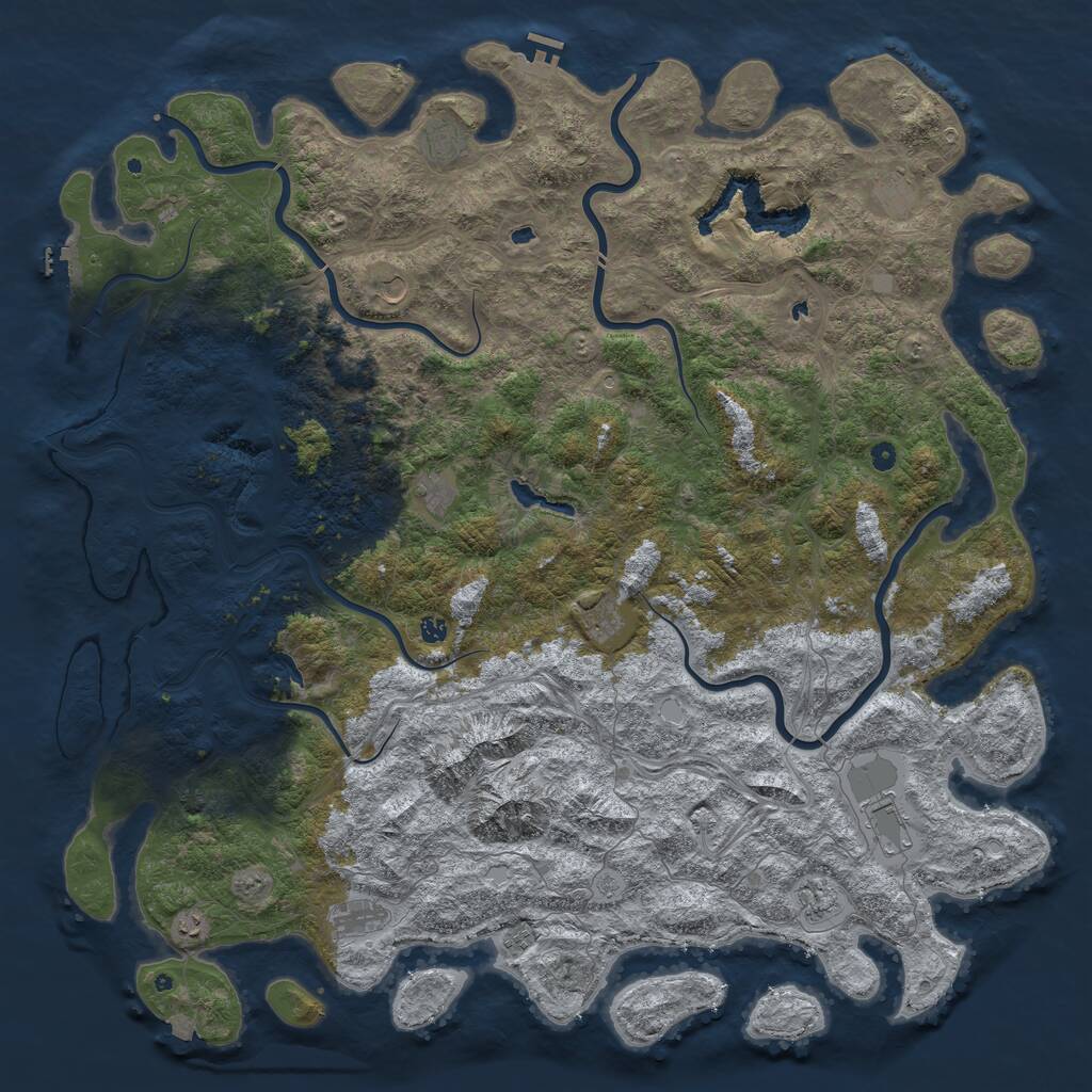 Rust Map: Procedural Map, Size: 6000, Seed: 1619297859, 17 Monuments