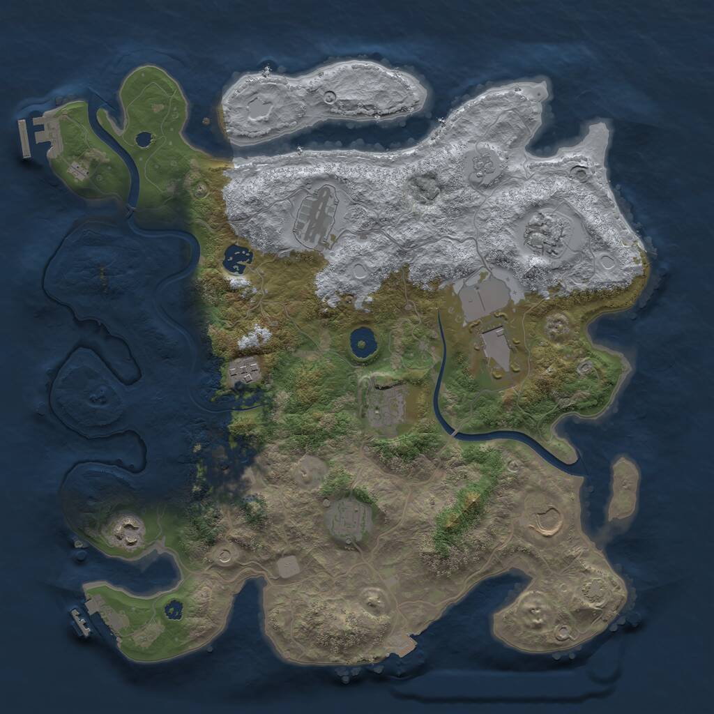 Rust Map: Procedural Map, Size: 3750, Seed: 1086438465, 16 Monuments
