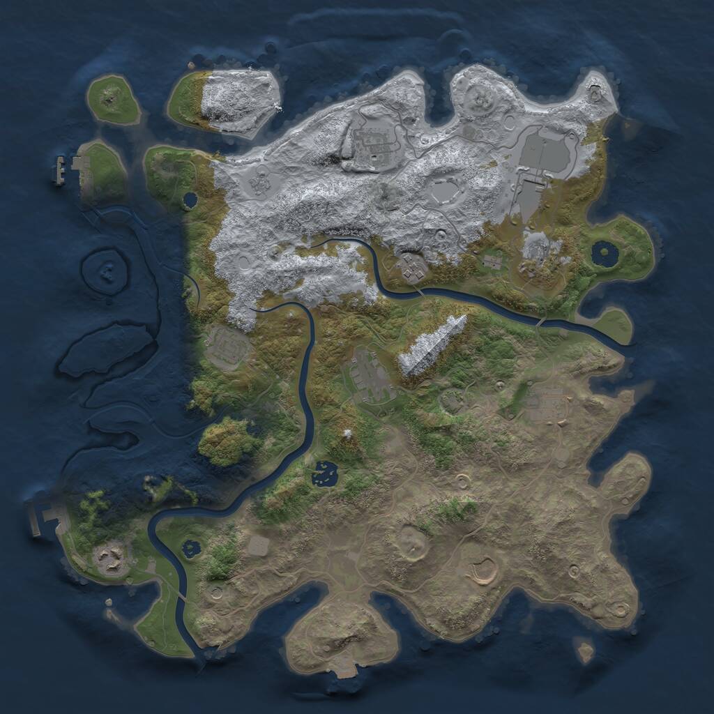 Rust Map: Procedural Map, Size: 3950, Seed: 1753497411, 16 Monuments