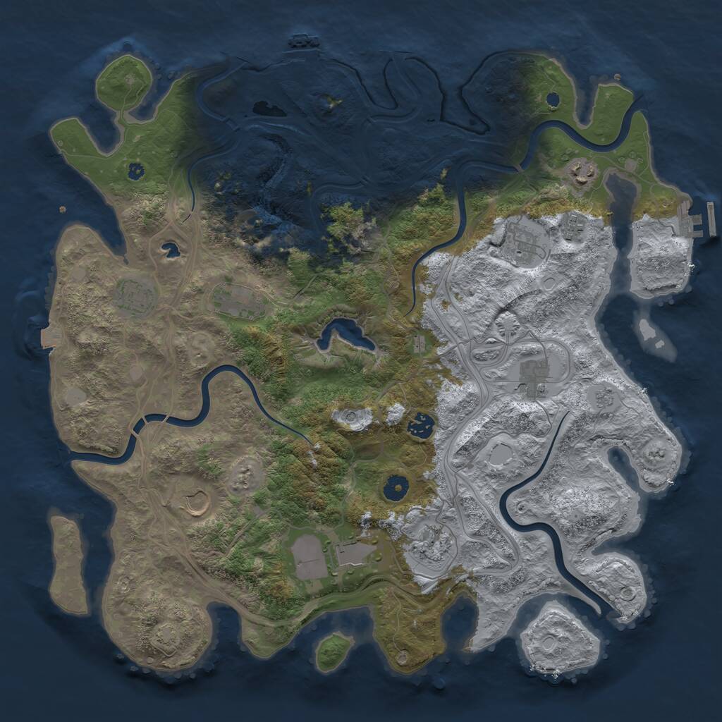 Rust Map: Procedural Map, Size: 4250, Seed: 1205536835, 16 Monuments