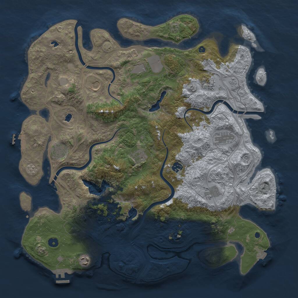 Rust Map: Procedural Map, Size: 4500, Seed: 190389661, 16 Monuments