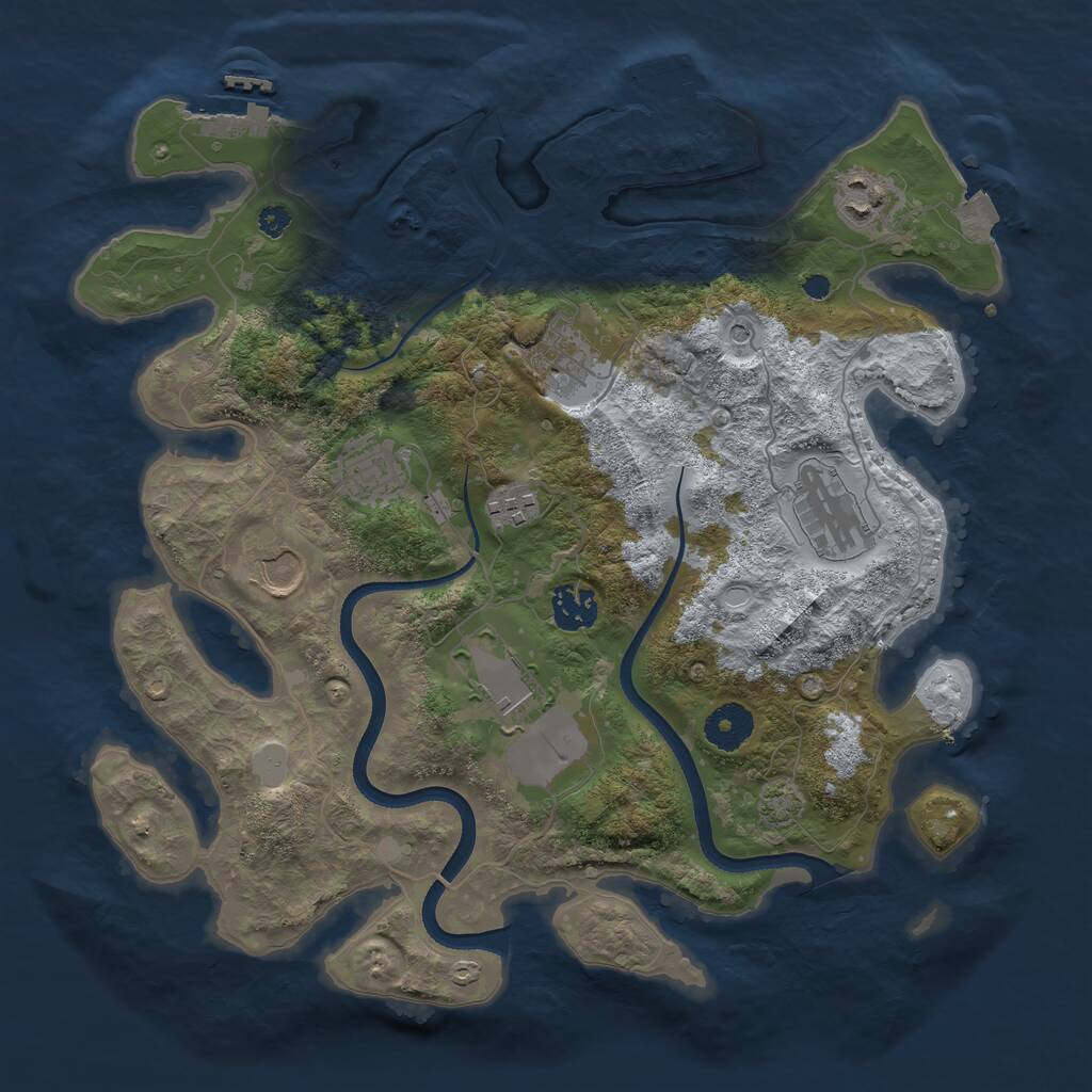 Rust Map: Procedural Map, Size: 3500, Seed: 753667, 13 Monuments