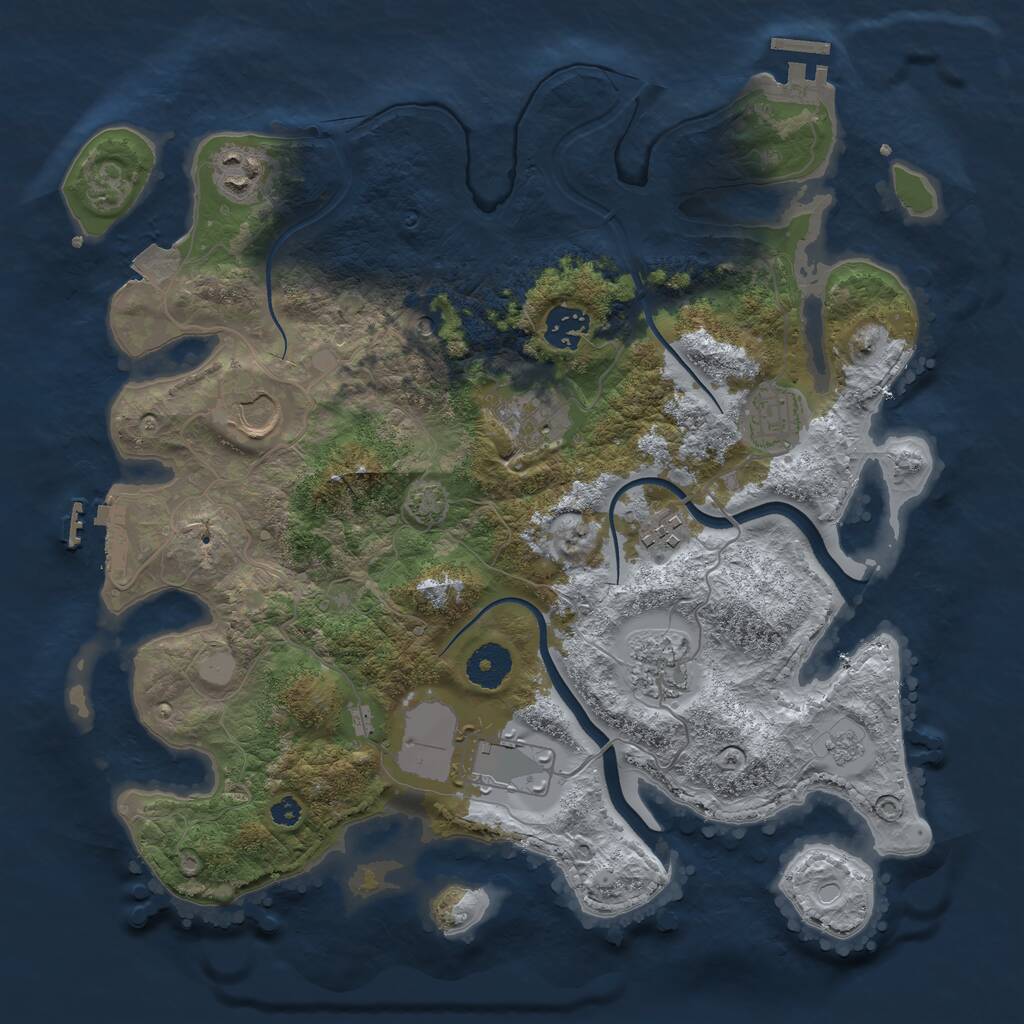 Rust Map: Procedural Map, Size: 3500, Seed: 7955142, 14 Monuments