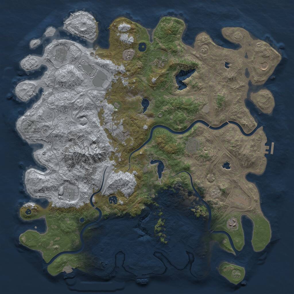 Rust Map: Procedural Map, Size: 5000, Seed: 753544231, 17 Monuments