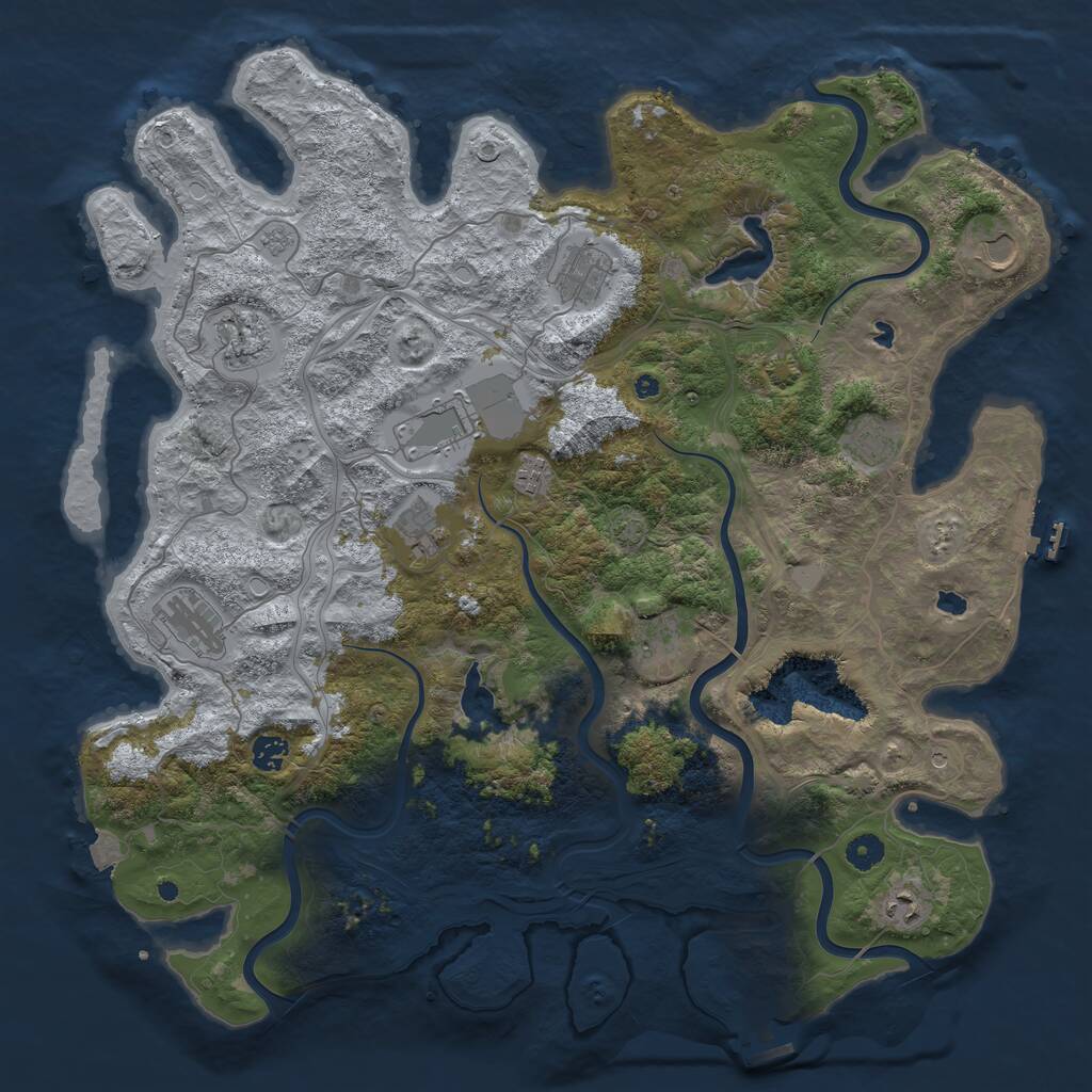 Rust Map: Procedural Map, Size: 4500, Seed: 726056237, 17 Monuments