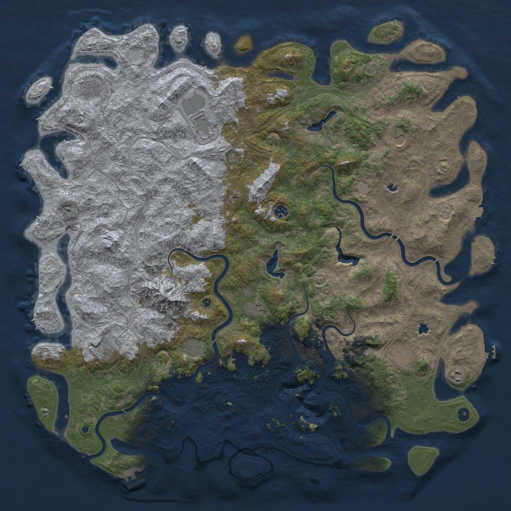 Rust Map: Procedural Map, Size: 6000, Seed: 626203427, 17 Monuments