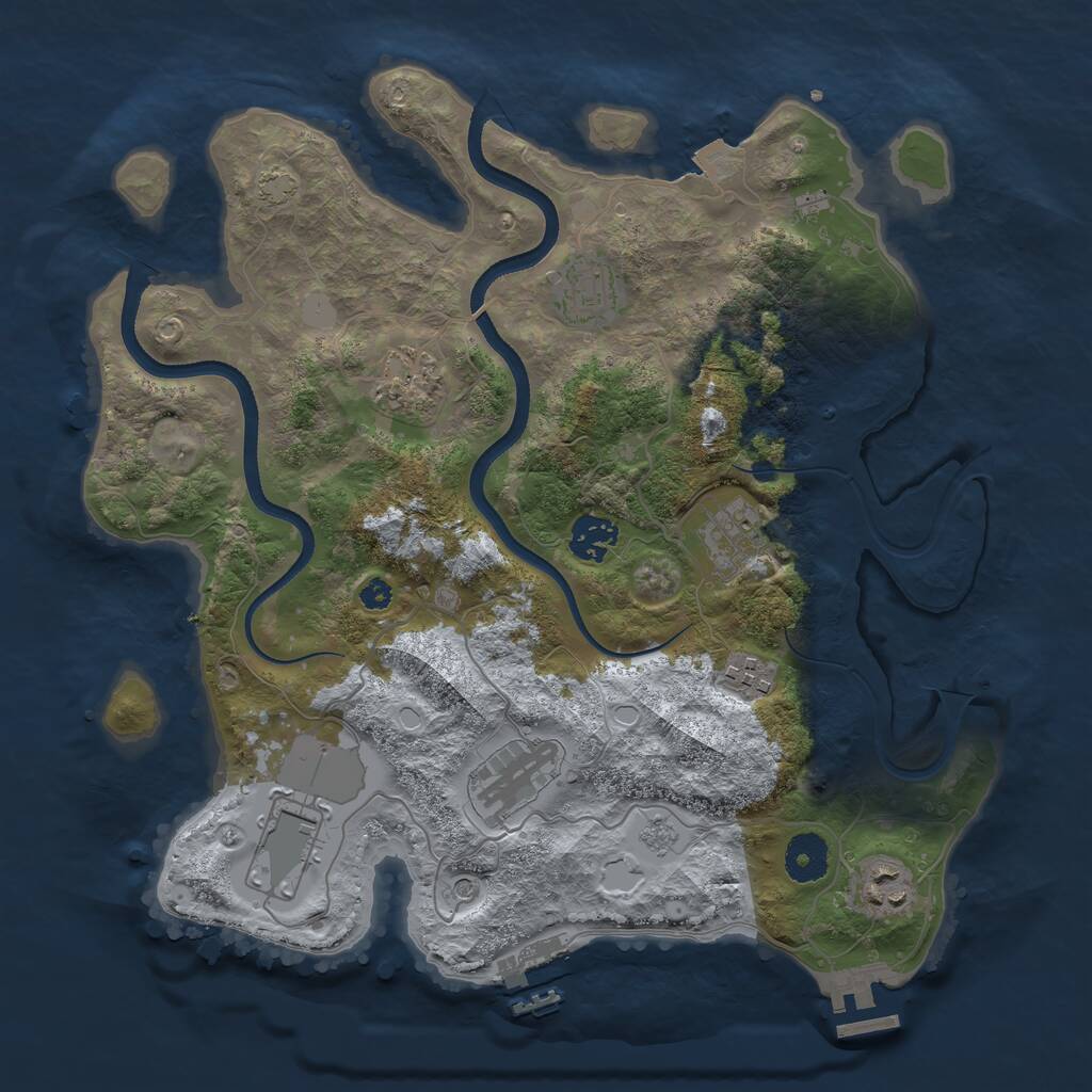 Rust Map: Procedural Map, Size: 3500, Seed: 1689423, 14 Monuments