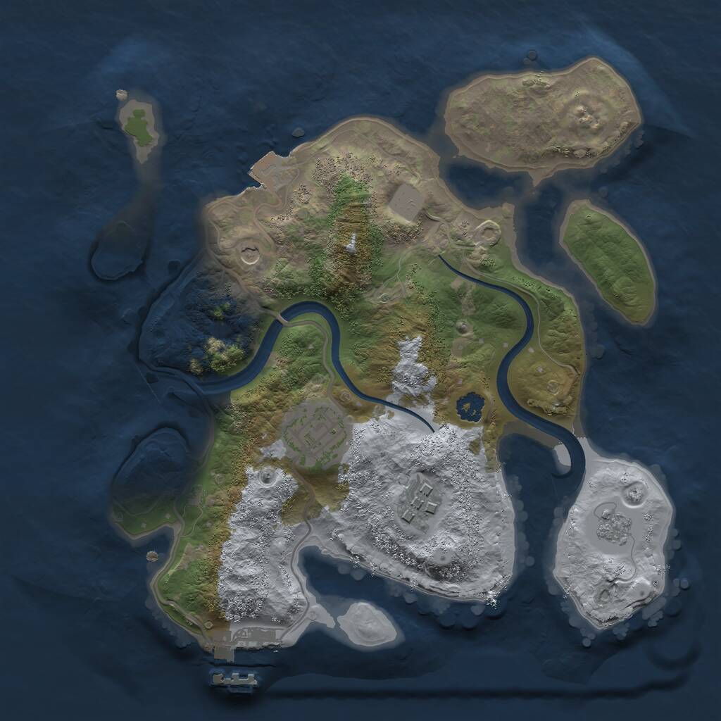 Rust Map: Procedural Map, Size: 2500, Seed: 487435053, 6 Monuments
