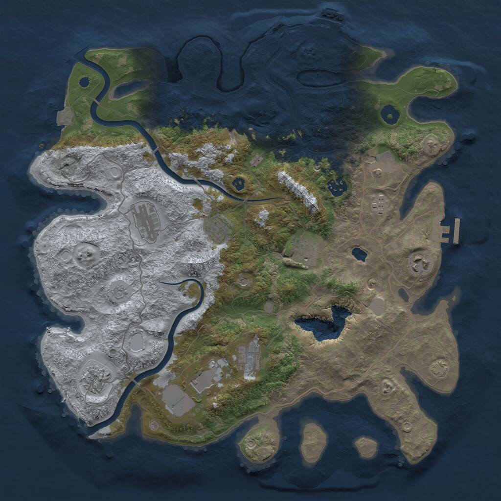 Rust Map: Procedural Map, Size: 4000, Seed: 73346836, 16 Monuments