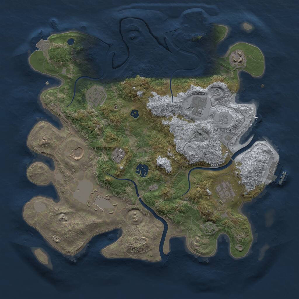 Rust Map: Procedural Map, Size: 3500, Seed: 168997, 14 Monuments