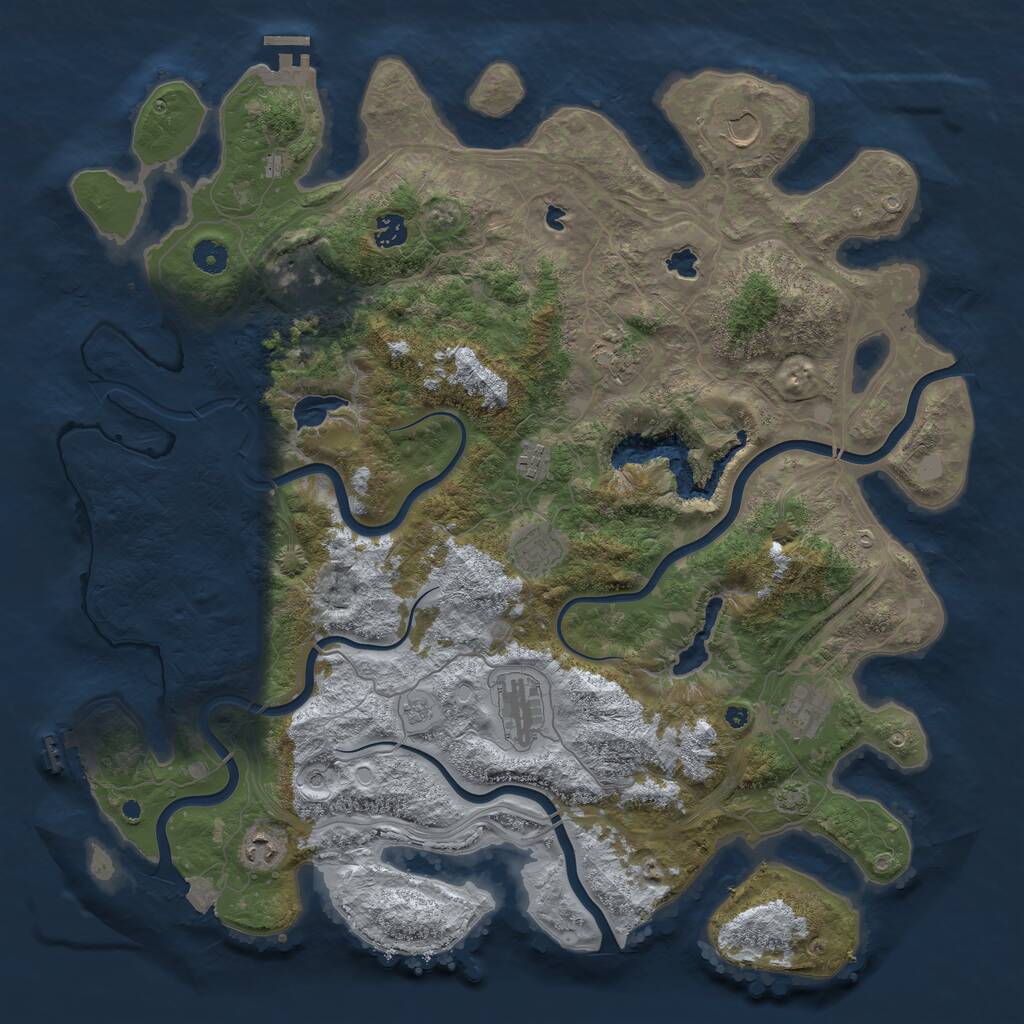 Rust Map: Procedural Map, Size: 4500, Seed: 3691235, 15 Monuments