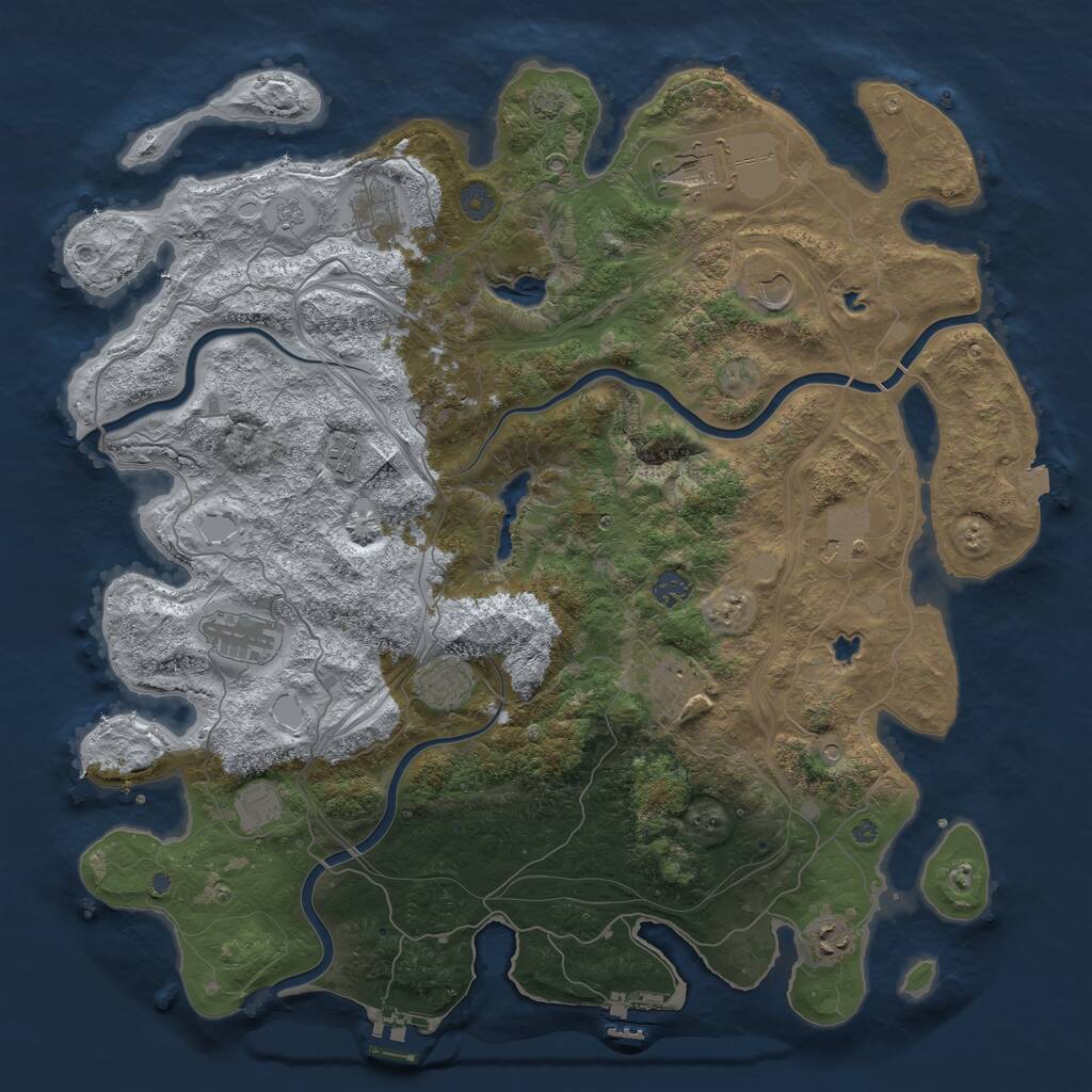Rust Map: Procedural Map, Size: 4500, Seed: 753544231, 19 Monuments