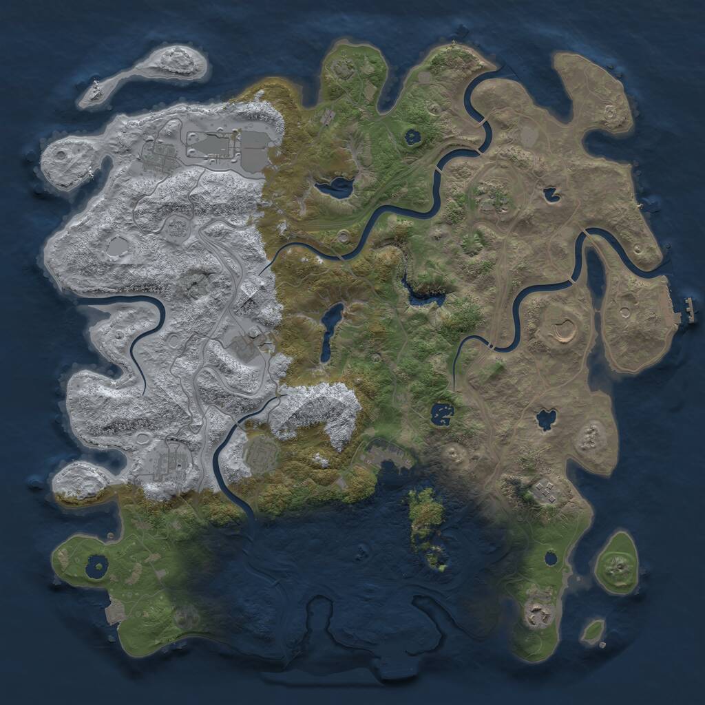 Rust Map: Procedural Map, Size: 4500, Seed: 753544231, 17 Monuments