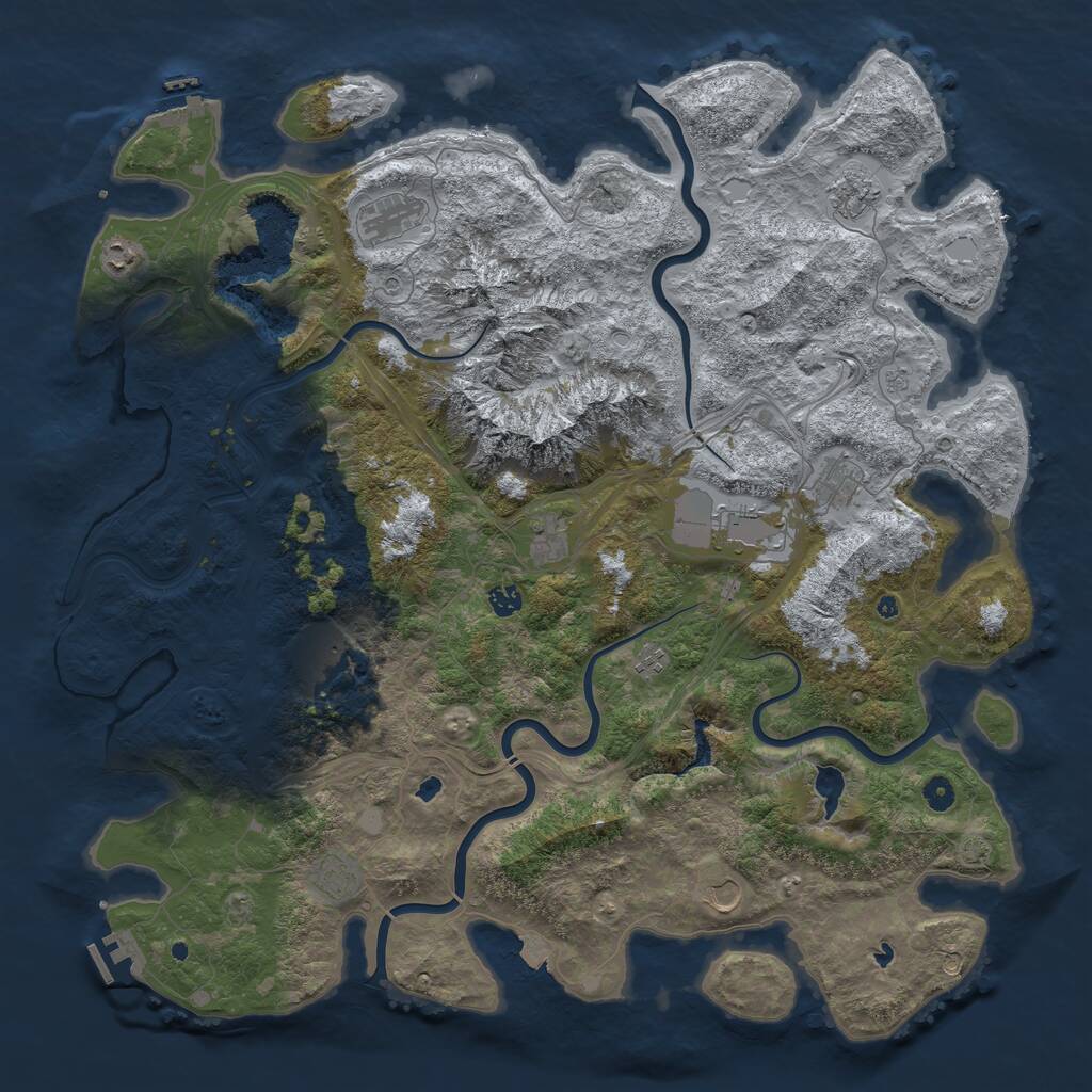Rust Map: Procedural Map, Size: 5050, Seed: 845301312, 17 Monuments