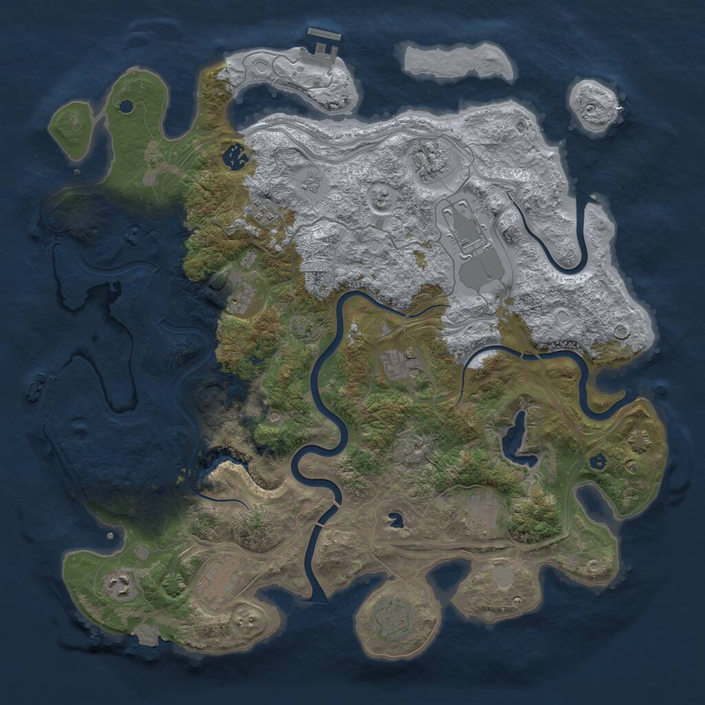 Rust Map: Procedural Map, Size: 4250, Seed: 2054612456, 16 Monuments
