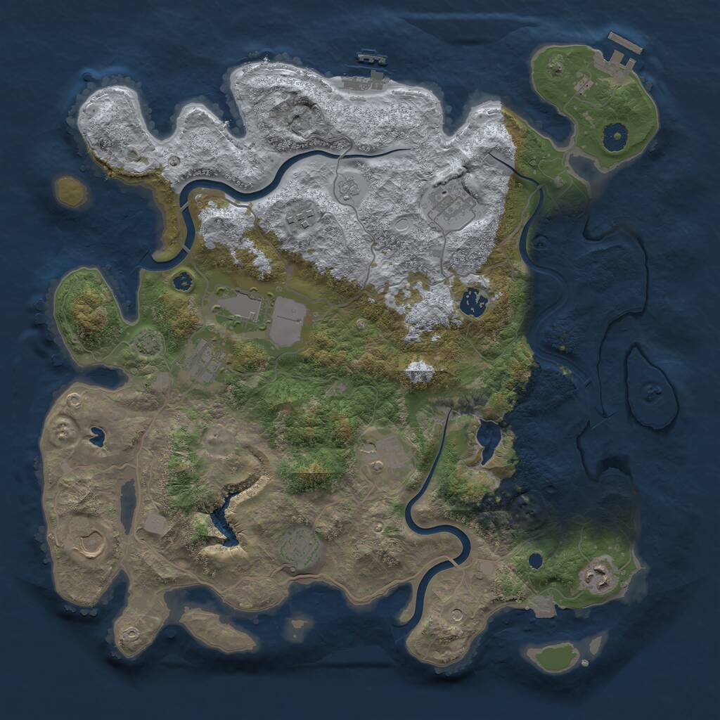 Rust Map: Procedural Map, Size: 4000, Seed: 44182491, 15 Monuments