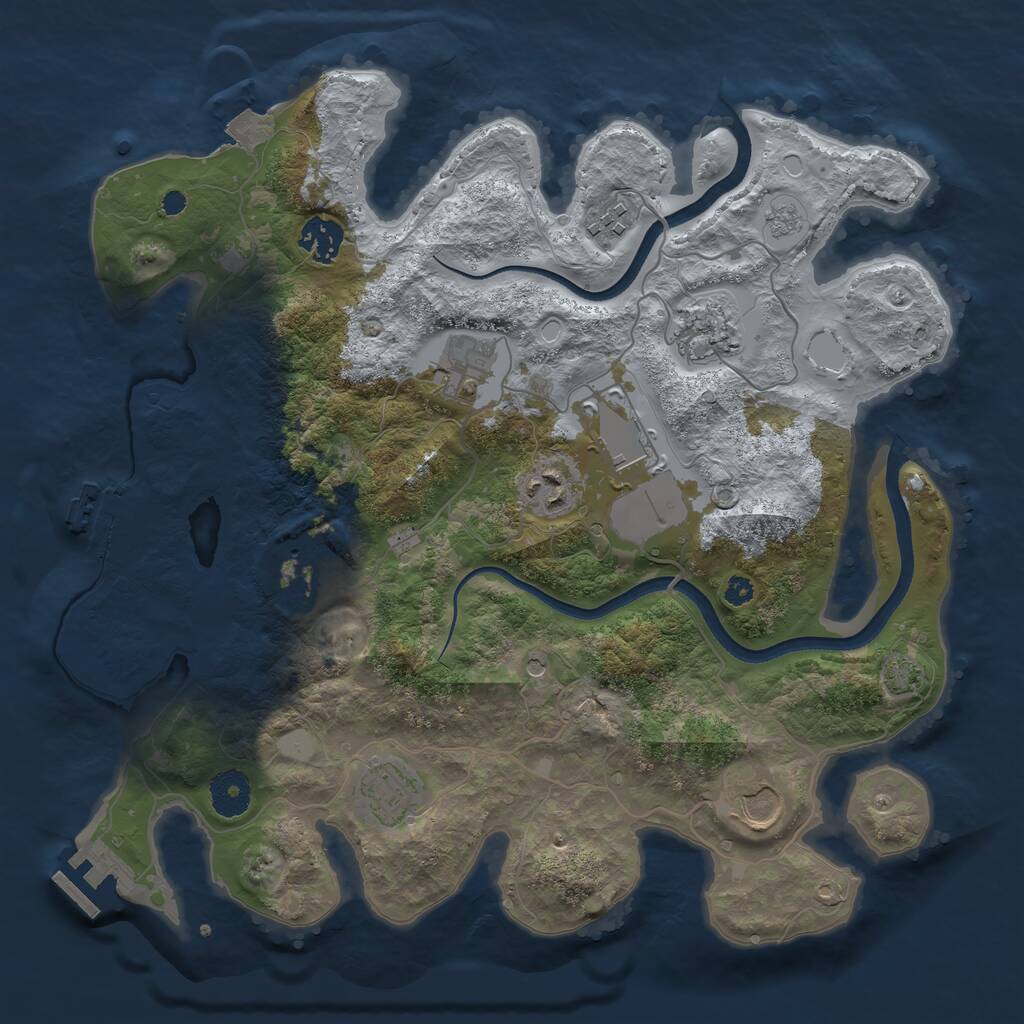 Rust Map: Procedural Map, Size: 3500, Seed: 369396, 15 Monuments
