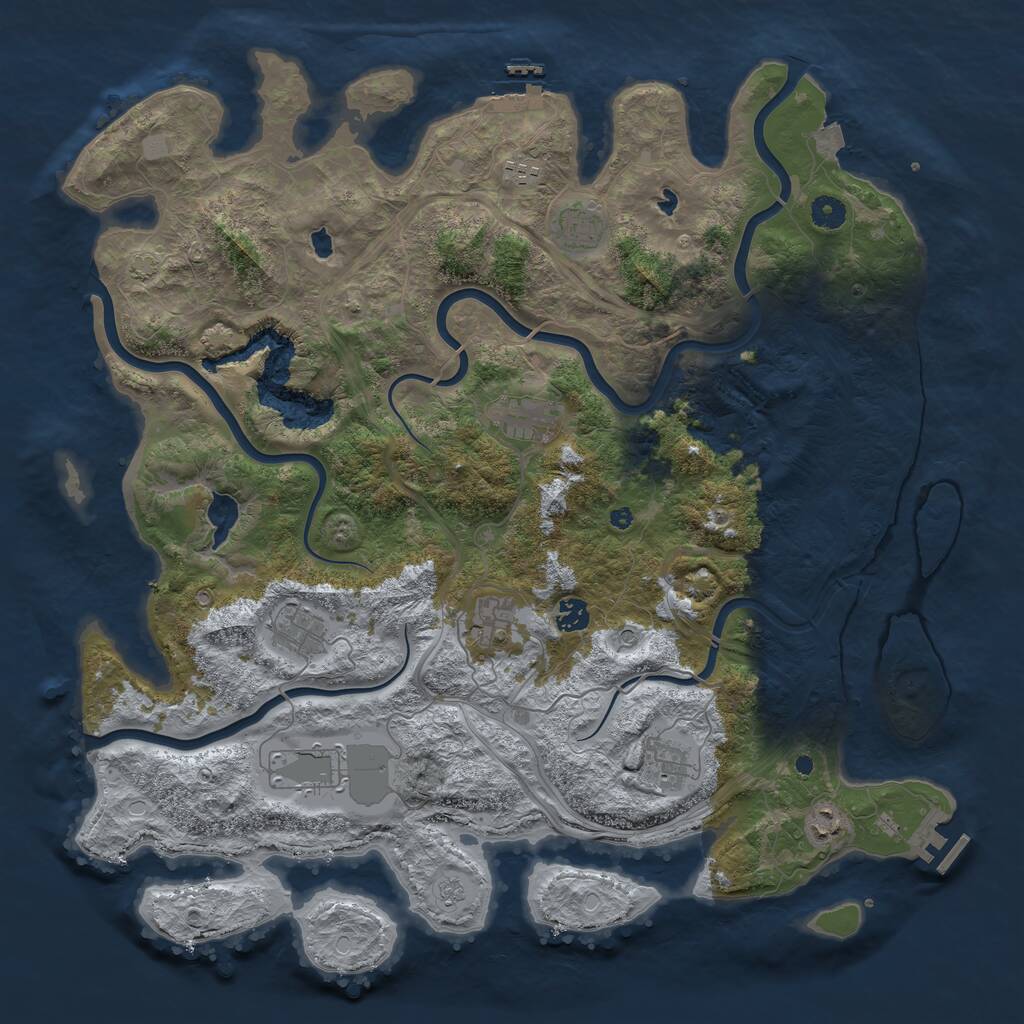 Rust Map: Procedural Map, Size: 4500, Seed: 1043012627, 15 Monuments