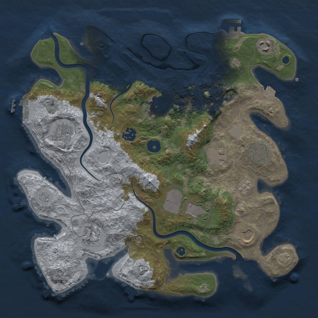 Rust Map: Procedural Map, Size: 3600, Seed: 123679, 16 Monuments
