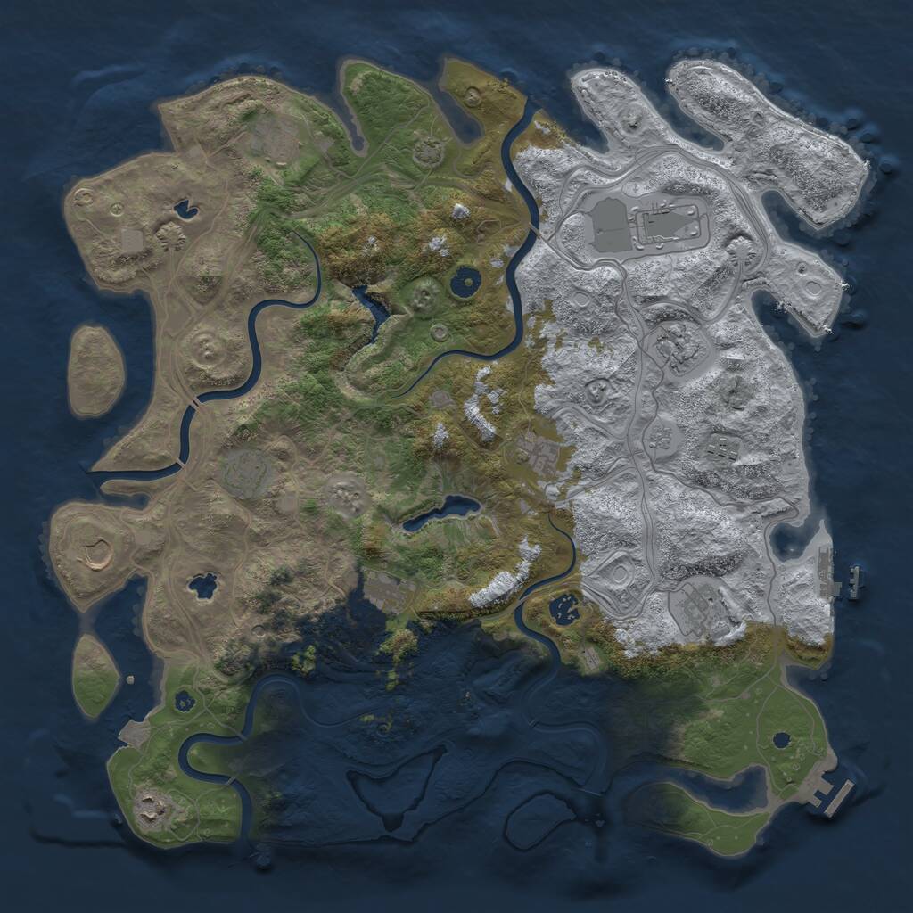 Rust Map: Procedural Map, Size: 4500, Seed: 789416441, 17 Monuments