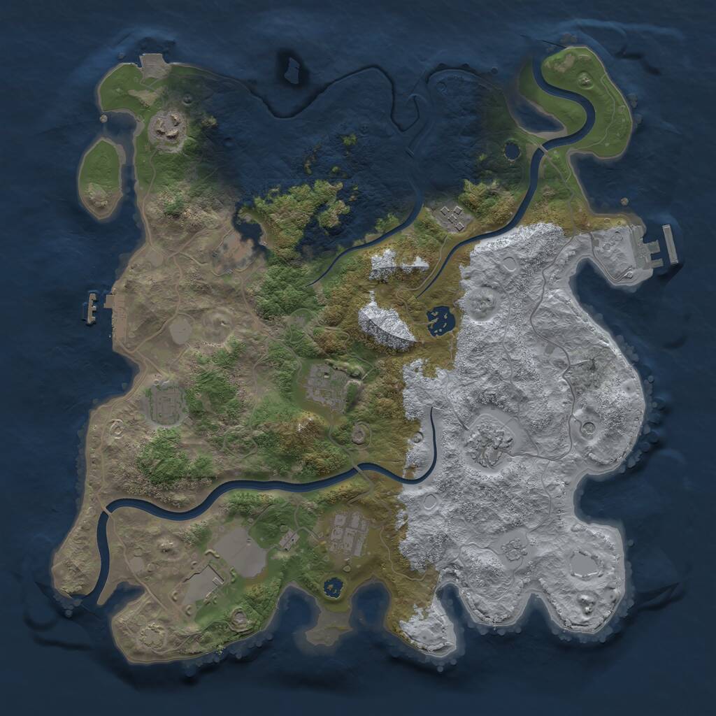 Rust Map: Procedural Map, Size: 3666, Seed: 10846843, 15 Monuments