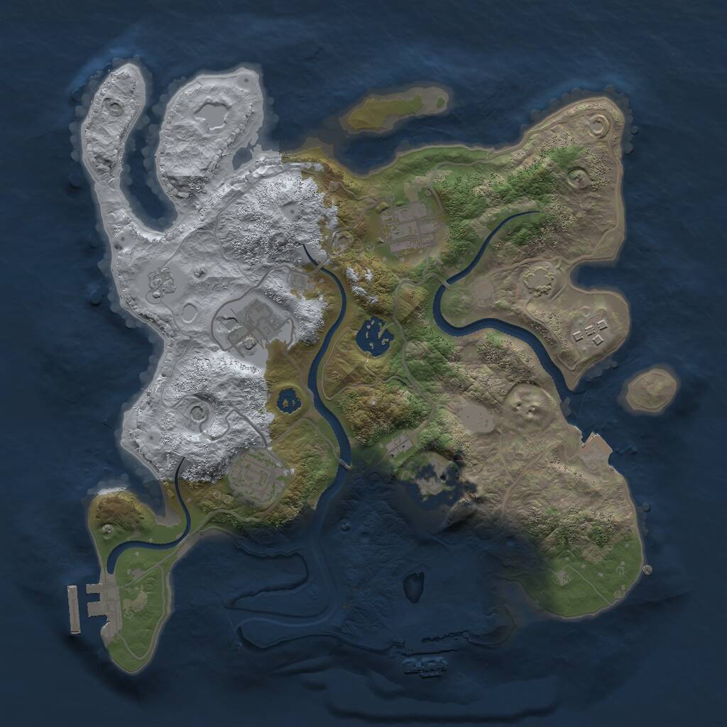 Rust Map: Procedural Map, Size: 3025, Seed: 55005, 12 Monuments