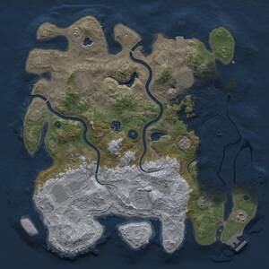 Thumbnail Rust Map: Procedural Map, Size: 4000, Seed: 696675750, 14 Monuments