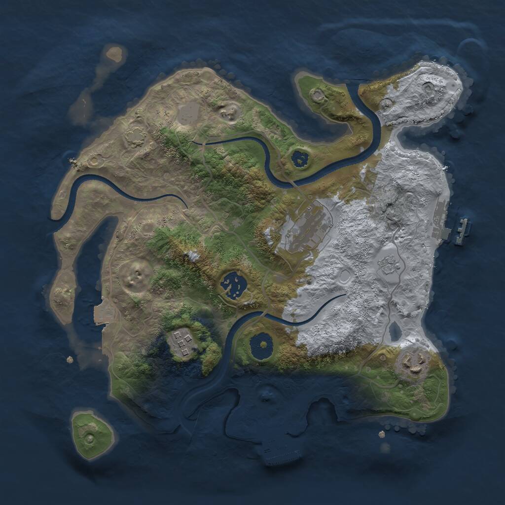 Rust Map: Procedural Map, Size: 3000, Seed: 889730, 9 Monuments
