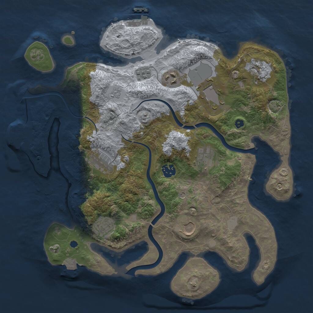 Rust Map: Procedural Map, Size: 3500, Seed: 993443846, 15 Monuments