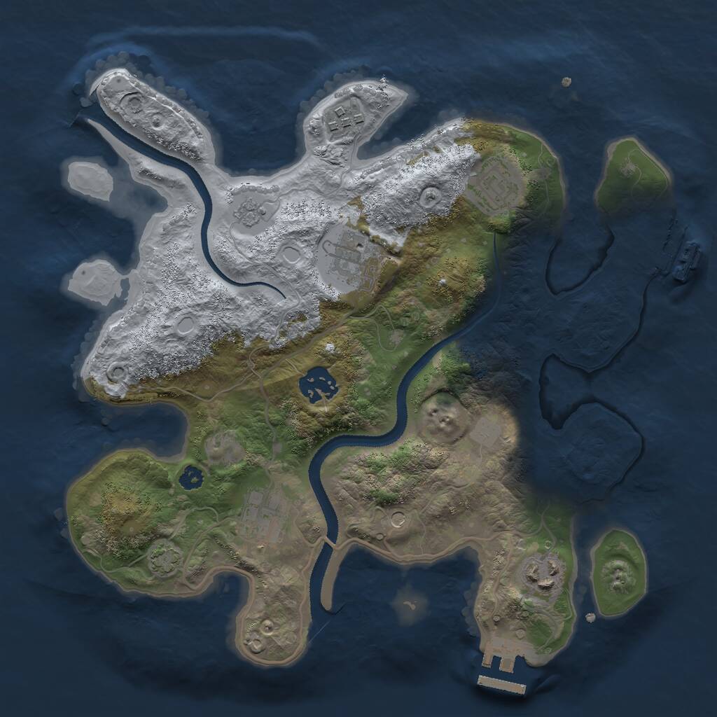 Rust Map: Procedural Map, Size: 3000, Seed: 1691043615, 12 Monuments