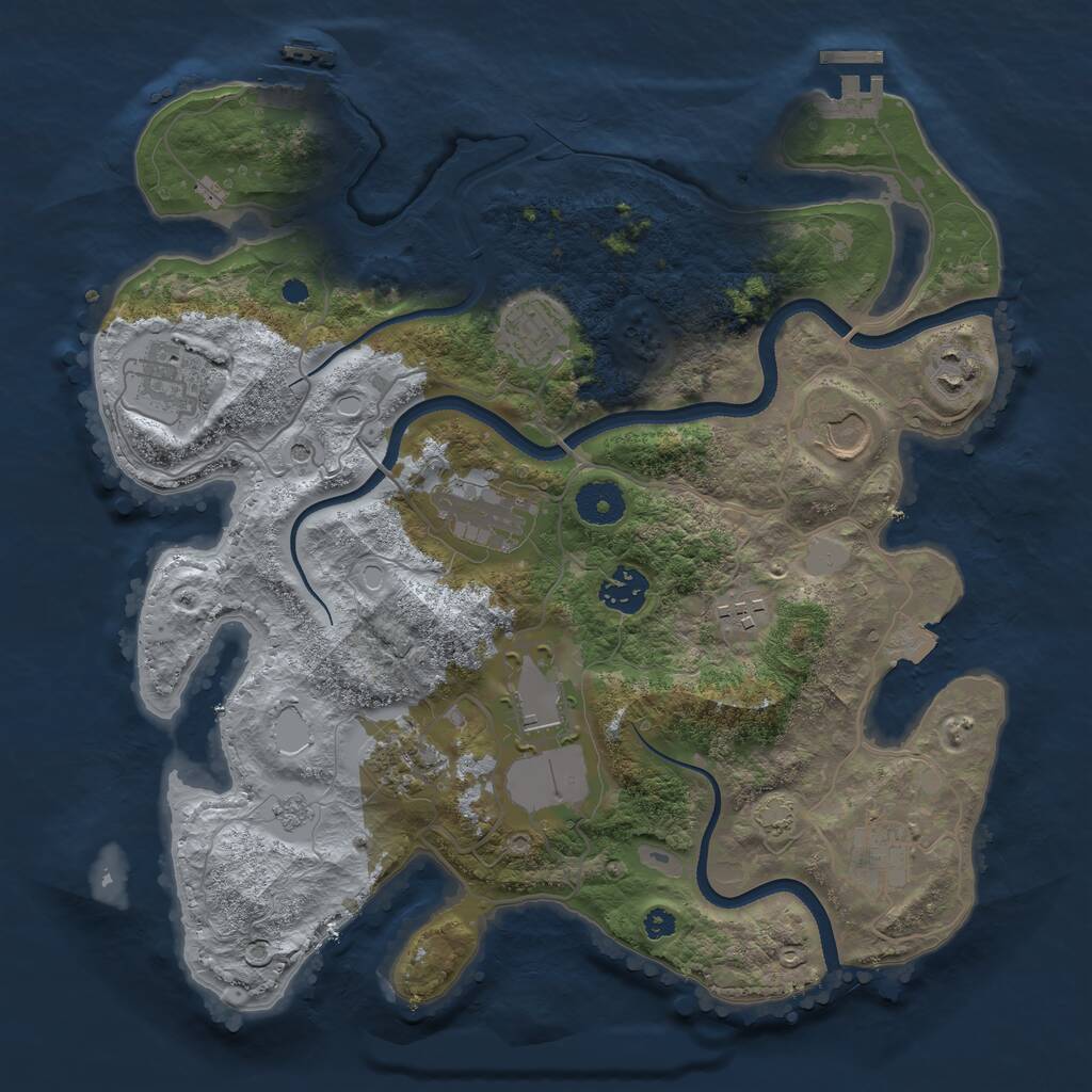 Rust Map: Procedural Map, Size: 3500, Seed: 836726450, 16 Monuments