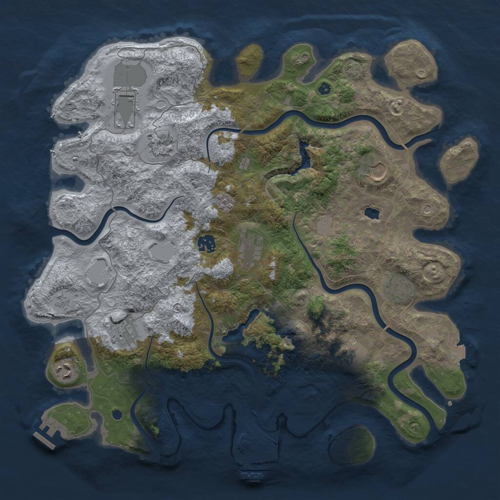 Rust Map: Procedural Map, Size: 4096, Seed: 1891952509, 16 Monuments