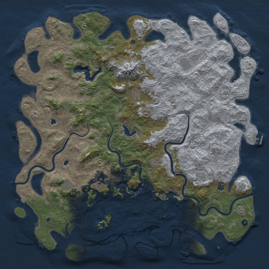 Rust Map: Procedural Map, Size: 6000, Seed: 537743174, 17 Monuments
