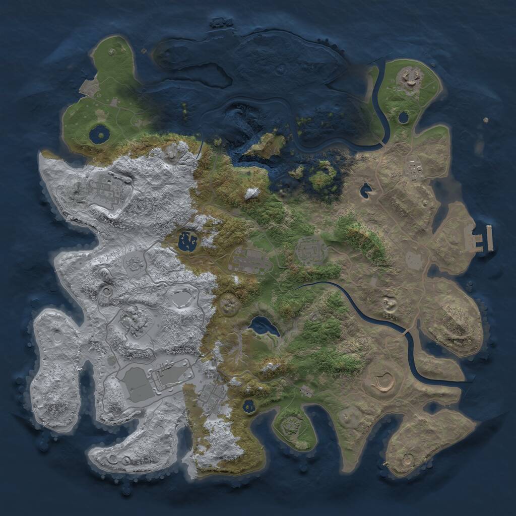 Rust Map: Procedural Map, Size: 4000, Seed: 213522556, 16 Monuments