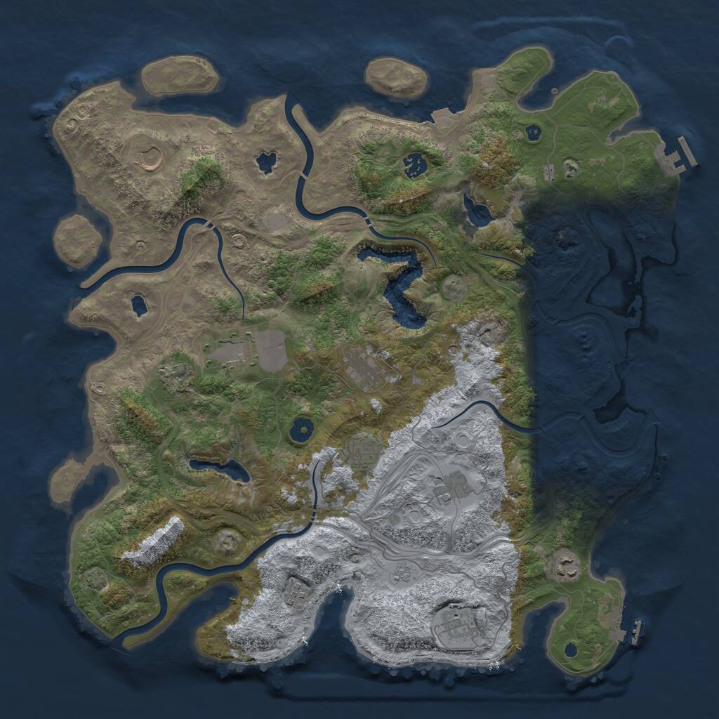 Rust Map: Procedural Map, Size: 4500, Seed: 241036651, 16 Monuments