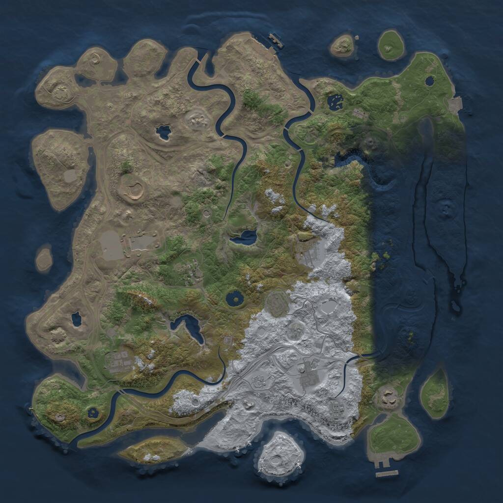 Rust Map: Procedural Map, Size: 4500, Seed: 744162967, 16 Monuments