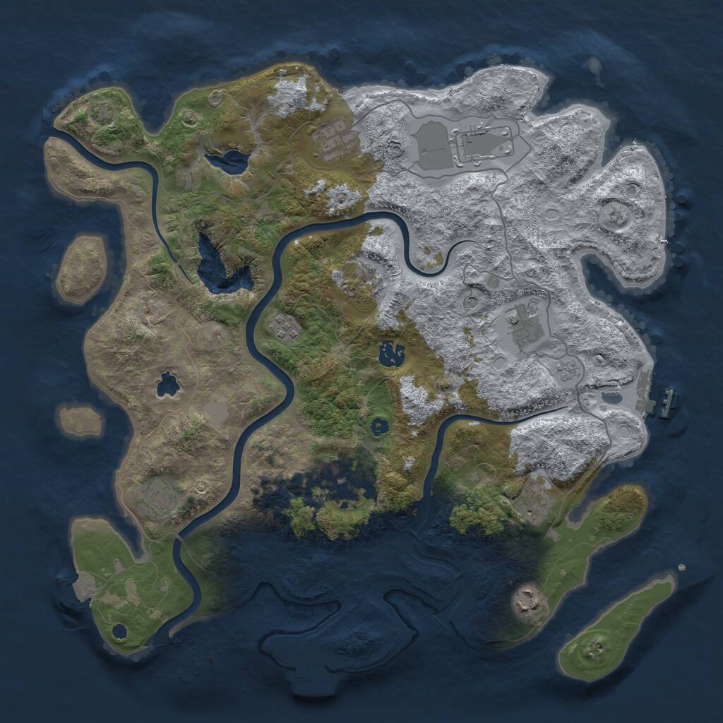 Rust Map: Procedural Map, Size: 4000, Seed: 37666, 16 Monuments