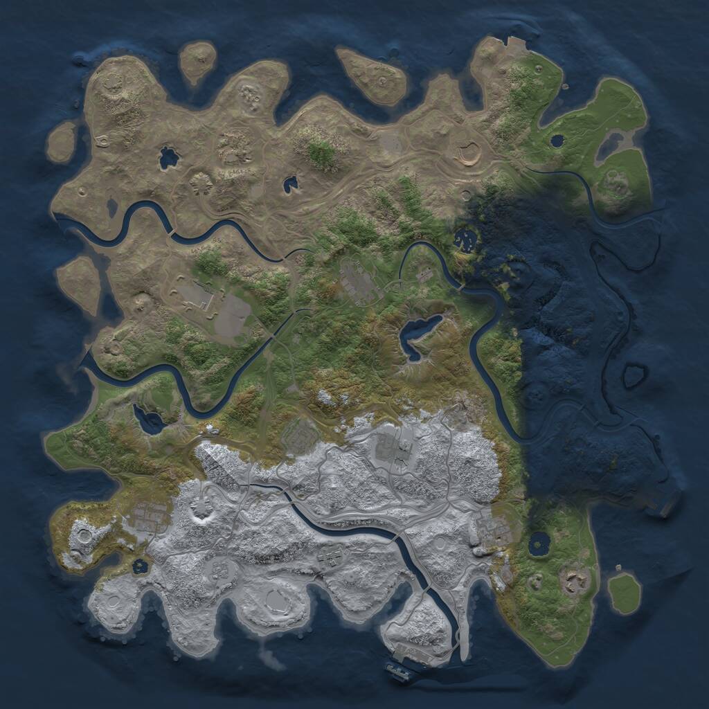 Rust Map: Procedural Map, Size: 4500, Seed: 388028295, 17 Monuments