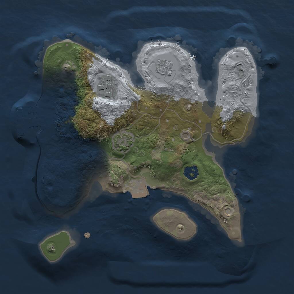 Rust Map: Procedural Map, Size: 2000, Seed: 2078386479, 5 Monuments