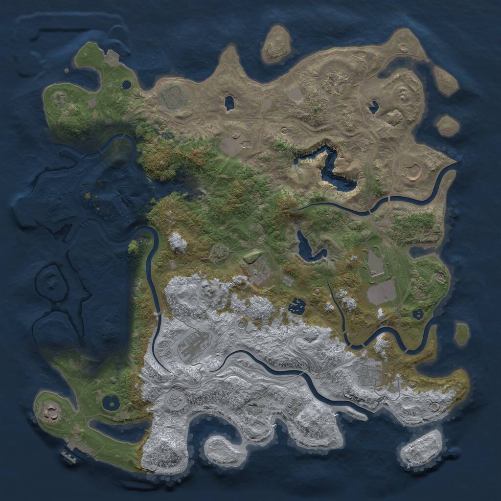 Rust Map: Procedural Map, Size: 4500, Seed: 2456734, 17 Monuments