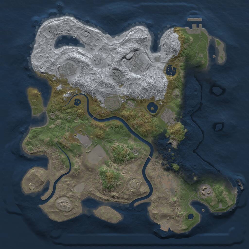 Rust Map: Procedural Map, Size: 3500, Seed: 905665495, 15 Monuments