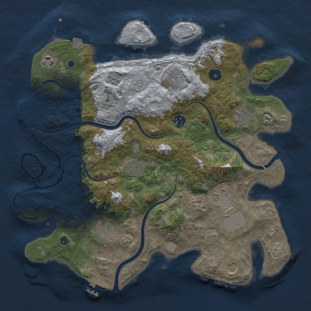 Rust Map: Procedural Map, Size: 3800, Seed: 1082, 16 Monuments