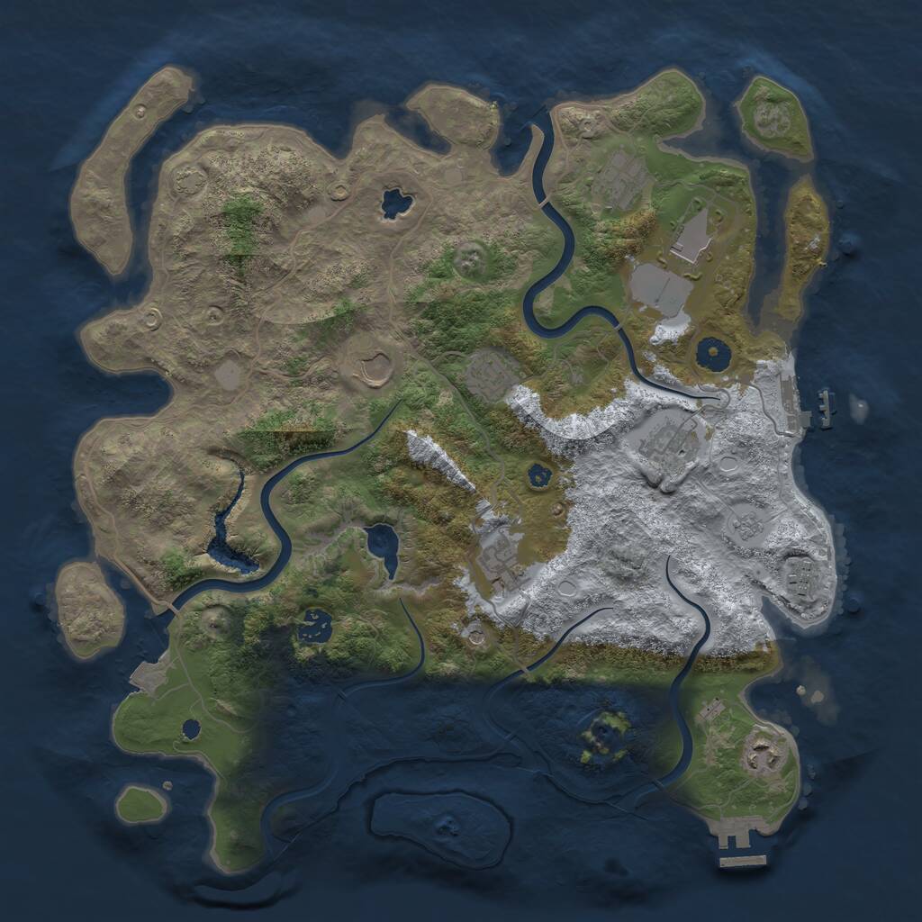 Rust Map: Procedural Map, Size: 4000, Seed: 1225050813, 15 Monuments