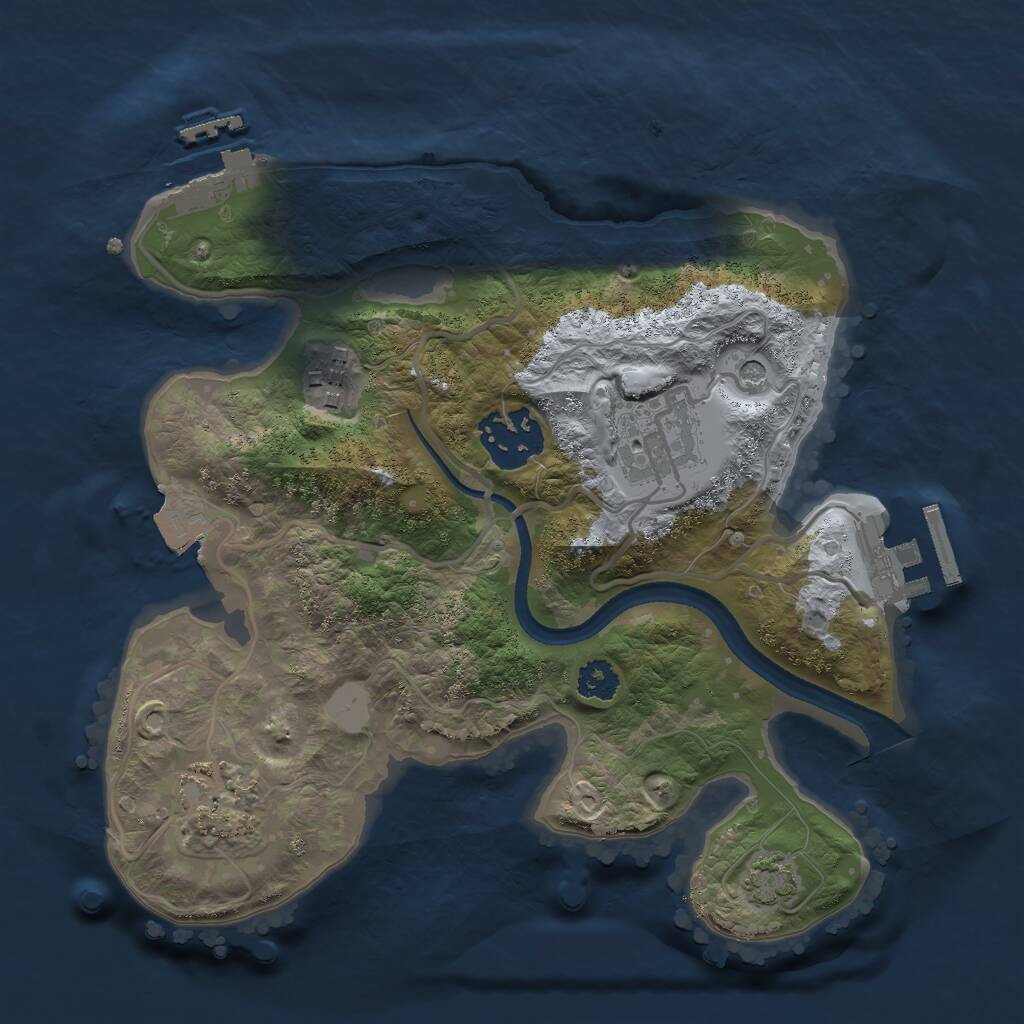 Rust Map: Procedural Map, Size: 2500, Seed: 14235, 9 Monuments
