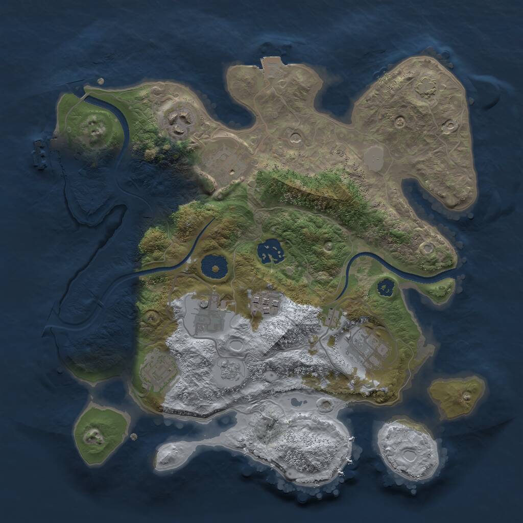 Rust Map: Procedural Map, Size: 3024, Seed: 555, 12 Monuments